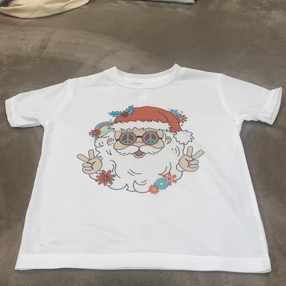Funny Kids Santa Peace T-Shirt Toddler Christmas Shirt Size 3 Santa Claus Tee